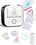Print Pods Minidrucker - Aufkleber Drucker Mini Thermodrucker T02 Aufkleber Maker Maschine Mini Portable Printer Pocket Printer Tönung Drucker für Anatomie Taschenkarte, Journal, Notiz, Kinder,Schwarz