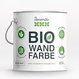 derendo BIO Wandfarbe weiß hohe Deckkraft 2.5l | ohne Konservierungsmittel & Weichmachern | Innenfarbe Farbe ausbessern Allergikerfreundlich, Umweltfreundlich & Geruchsarm (2,5 Liters)