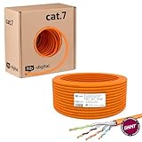 HB-DIGITAL 25m CAT.7 Netzwerkkabel LAN Kabel Verlegekabel AWG 23 Reines Kupfer S/FTP PiMF LSZH Halogenfrei RoHS-Compliant Ethernet Installationskabel Datenkabel PoE 10Gbit/s GHMT Zertifiziert Orange