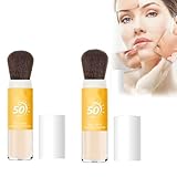 Pemarlis 2pcs Mineralisches Sonnenschutz-Fixierpulver, Sun Protection Powder Foundation SPF 50 PA+++,Natürlich Sonnenschutz Fixierpulver, Mineral Sunscreen Setting Powder