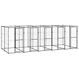 Wakects Outdoor-Hundezwinger mit Türen und Schloss 550 x 220 x 180 cm vielseitige Hundetransportkäfig,groß gittertransportbox Hund aus schwarzem Stahl