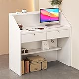 Empfangstresen, moderner und schöner Empfangstresen, Ladentheke, Verkaufstheke für die Kasse mit Schubladen für die Kasse, Lobby des Schönheitssalons white,60 * 34 * 92cm