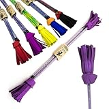 Juggle Dream Picasso Flowerstick Set inkl. Handstäbe. Fiberglasstock, Silicone Grip, Wildlederfransen. Jonglier Flowerstick (Lila/Silber/Lila Quasten)