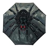 DWTJKMS Scary Spider Regenschirm, winddicht, Reise-Sonnenschirm, leicht, tragbar und automatisch, faltbarer Regenschirm, stärkster Fiberglas-Rahmen, langlebiger Premium-Griff, passend für