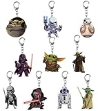 Yoda Schlüsselanhänger, S-tar Wars Schlüsselanhänger, 10Pcs S-tar Wars Geschenke Schlüsselanhänger, PQKL-party Schlüsselanhänger S-tar War Yoda Figur Acryl Kawaii Keychain,Rucksäcken Deko fur Kinder