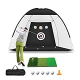 Golf-Übungsnetz, 300 x 200 cm, mit Tri-Turf-Matten-Set, Golf-Trainings-Chipping-Hilfe-Netze mit reduziertem Lärm, Nylon-Zielscheibe (L)