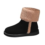 BIBOKAOKE Stiefeletten Damen Winter Warme Winterboots Bequem Winterstiefel Hohe Stiefel rutschfeste Schneestiefel Wanderstiefel Vintage Winterschuhe Halbstiefel Elegant Cowboystiefel Damenstiefel