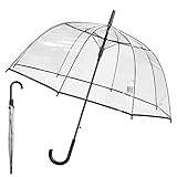 Cepewa Regenschirm Glockenschirm transparent mit schwarzem Rand Durchsichtig Automatik Ø 84 cm Stockschirm Schirm (1 x Regenschirm schwarz)