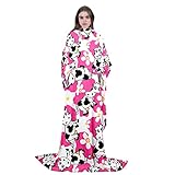 Erosebridal Tragbare Decke, Mik-Kuh-Druck, Cartoon-Gänseblümchen-Flanell, tragbare Decke, 50 x 50, Tierblume, tragbare Decke, Sweatshirt, Bauernhaus-Naturthema, übergroße Decke, Wohnzimmer-Dekor