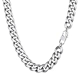 PROSTEEL Herren Kette Collier Edelstahl 46cm/18 in. Panzerkette Halskette 12mm breit kubanische Gliederkette Hip Hop Link Chain Necklace Modeschmuck Accessoire für Männer Frauen