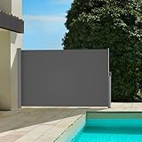 【Breiter 20 cm】 BelleMax Seitenmarkise ausziehbar, 160x400+20cm, Wandmakise Sichtschutz Sonnenschutz Windschutz, Seitenrollo für Terrasse, Garten, Anthrazit