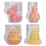 4 Stück Kerzenform Silikon Weihnachten Kerzenformen zum Gießen Silikon Handgefertigte Kerzenform Silikonform Kerze Kerzengießform Kerzen Silikonform Candle Mold Kerzen Formen für Weihnachten Deko