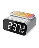 MAJORITY Darwin Wecker mit Ladestation | Radiowecker UKW | 12W Stereo Radio Wecker Musik | Bluetooth Radiowecker Digital | Doppelter Alarm | Eingebautes Thermometer | Radio mit Uhr | Dimmbares Display