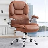 IWMH Bürostuhl Ergonomischer Schreibtischstuhl Chefsessel Drehstuhl mit hochklappbarer Armlehne, höhenverstellbar, Computerstuhl für Büro, Wohnungen, 180KG belastbarkeit (Braun)