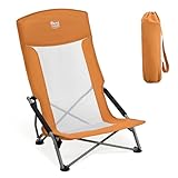 TIMBER RIDGE Strandstuhl Klappbar leicht Hoher Rücken Campingstuhl Faltbar mit Niedrigen Stuhlbeinen Atmungsaktiver Netzstoffrückenlehne
