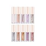 10-Farben-flüssiger Glitter-Lidschatten-Set Langanhaltender Glitzer Mehrzweck Eyeliner Stift Wasserdichte lange anhaltende schnell trocknende Augen Makeup Set Gift For Women Frauen Lidschattenstift