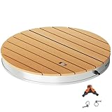 Outsunny Bodendusche Gartendusche mit einstellbar Fußrad Aluminium Aussendusche bis 4 m Fontänenhöhe Ø70,5 cm Saunadusche Holzoptik rutschfeste Wetterfest Outdoor Campingdusche für Pool Sauna