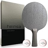 heinsa Carbon Tischtennis Holz Profi Tischtennisschläger Holz Black Edition aus Lichtnussbaum mit Premium Verpackung und Bällen