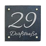 Haustürschild Hausnummer Hausschild Schiefer Abstandshalter Edelstahl 20x20 cm