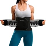 SURPOWN Waist Trainer Damen Herren, Bauch Schwitzgurtel, Bauchweggurtel Sport Gürtel, Rücken Unterstützung, Fitness Sportgürtel zum Frauen Männer, schwarz L