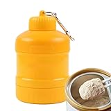 Proteinpulverbehälter, Trichter, tragbare Ergänzung mit Schlüsselanhänger für Reisen, Fitnessstudio, Workout, Fitness, Flasche, Trichter, Whey Shakes, Box mit Karabiner