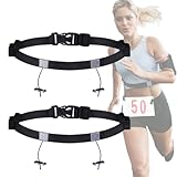 LICHUANUK Startnummernband [2 Stück] Running Belt Laufgürtel Nummerngurt elastisch Startnummergürtel mit verschiebbaren Kordellaschen Start-Nummern-Gurt