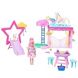 Barbie Ein Verborgener Zauber - Chelsea-Puppe und Baby-Pegasus Spielset mit Stall, Rutsche, Regendusche, Zubehör, für Kinder ab 3 Jahren, HNT67