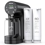 Ecoviva Auftisch Osmoseanlage, Trinkwasser Umkehrosmoseanlage mit 4-stufige Filtration, Echtzeit-TDS-Monitor, 3:1 Rein zu Abfluss, Mobil Umkehrosmose Wasserfilter Null-Installation RO-200G Schwarz