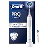 Oral-B PRO 3 3000 Elektrische Zahnbürste/Electric Toothbrush, 2 CrossAction Aufsteckbürsten, mit 3 Putzmodi und visueller 360° Andruckkontrolle für Zahnpflege, Geschenk Mann/Frau, weiß