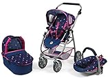 Bayer Chic 2000 637 72 Kombi-Puppenwagen Emotion 3-in-1 All In, Stars navy, 67 x 43 x 77 cm