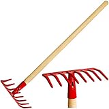alles-meine.de GmbH Kinder - Rechen/Harke - aus Holz & Metall - rot - 79 cm lang - stabile Gartengeräte/Gartenset - Kinderharke - Kinderrechen Gartenharke Gartenrechen - Gart..