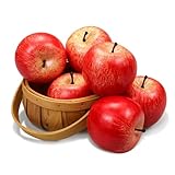 Künstliche Äpfel Gefälschte Frutis-Äpfel, Simulationsäpfel für die Inneneinrichtung Lebensechte Äpfel in normaler Größe Gefälschte Äpfel für die Küchenparty Weihnachtsdekor (6 Stück roter Apfel)
