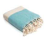 HolyDays® Strandtuch XXL 100x180cm aus 100% Baumwolle Oeko-TEX® | Hamamtuch | Badetuch | Saunatuch | Peshtemal | Fouta | Picknickdecke | groß | saugstark | extra leicht | Damen | Herren (Türkis)