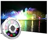 QICBYING LED-Ring Brunnen Leuchte - Unterwasser-Teichbeleuchtung, IP68 Wasserdichter Edelstahl-Tauchstrahler, 12V Poolleuchten Mit Mittlerem Loch, Landschaftsbeleuchtung(Yellow,24W(12V))
