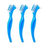 Set 3 Prothesenbürste | Zahnersatzbürste mit Doppelkopf, Präzisionsspitze | Reinigungsbürste für Zahnersatz, Zahnprothesen, Gebiss, Retainer, Aligner, Zahnschiene