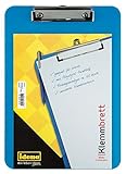 Idena 507051 - Klemmbrett für DIN A4 vernickelte Klemmmechanik, transluzent, blau