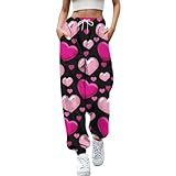 Camouflage Hose Damen Valentinstag-Strumpfhose für Damen mit Herzen, rotes Herz, sexy Leggings, schmale Hose, gemustertes rotes Herz, sportliches süßes Herz Hose Kurz Damen Elegant (Dark Blue, XL)