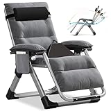 Zero Gravity Liegestuhl, Gartenliege klappbar, 200 kg Traglast zusammen mit Polster und Seitentasche, perfekt für Nickerchen, Relaxliege, Gartenliege, Balkonliege, Terrassenstuhl (1)