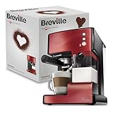 Breville PrimaLatte Kaffee- und Espressomaschine | italienische Pumpe mit 15 Bar | für Kaffeepulver oder Pads geeignet | Integrierter automatischer Milchschäumer | Metallic/Rot | VCF046X