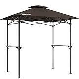 Wiltec Grillpavillon in Kaffee 245 x 152 x 242 cm, BBQ Pavillon mit Rauchabzug, Grillüberdachung mit wasserfester Dachplane, Grillzelt mit 2 Ablagen