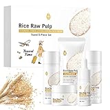 Rice Toner Gesichtswasser, mit Rice Serum, Rice Toner Koreanisch, Anti Aging, Anti-Wrinkle, travel Gesichtsreiniger Serum Lotion Feuchtigkeitscreme
