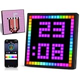 JDVOOTD Pixel Art Display Tischuhr Digital, LED Anzeige Programmierbar mit App-Steuerung, Digitale Bilderrahmen mit Uhranzeige, Stoppuhr, Wecker und Einen Tagesplan, Gaming Zimmer Deko, Geschenke