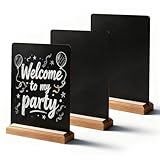3 Stück Schiefertafel zum Beschriften, Kreidetafel Aufsteller 29,7 × 21 cm Buffet Schilder Tafel zum Beschriften mit Holzsockel für Preisschilder Buffettisch Party Event