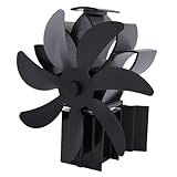 Fockety Kaminofenlüfter, 7 flügelig, wärmebetrieben, aus Aluminium, nicht elektrisch, wärmeaktiviert, für Holzöfen, Pelletöfen, Kaminöfen, Wandmontage, einfache Platzierung