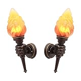 VOMI 2 Stücke Wandlampe Rustikal Außenwandleuchte LED Fackel Wandleuchte außen Flammen Lampe E27 Flammen-Effekt-Glas-Lampenschirm Kreatives Flammenlampe für Haus Garten Flur Bar Party Hochzeit Deko