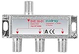 Axing SVE 30-01 3-Fach SAT-Verteiler Splitter mit DC-Durchgang für Satelliten-Anlagen Unicable DVB-T2 HD (5-2400 MHz) Class A