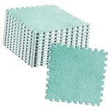 Plüschschaum-Teppichfliesen rutschfeste Spielmatte,30x30x1 cm Dicke Weiche Puzzle-Bodenmatte,DIY-ineinandergreifende Kletterteppich Für Den Heimboden(Size:12pcs,Color:Mintgrün)