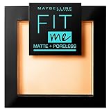 Maybelline New York Puder, Mattierend, porenverfeinernd und langanhaltend, Fit Me! Matte + Poreless, Nr. 250 Sun Beige, 1 x 9g