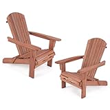 COSTWAY Adirondack Stuhl klappbar, 2er Set, Adirondack Chair aus Holz, Gartensessel mit hoher Rückenlehne & Breiten Armlehnen für Garten, Terrasse, 180 kg Tragfähigkeit