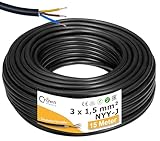 NYY-J 3x1,5mm² 15m Erdkabel Länge am Stück | Elektrokabel Ring für Verlegung im Erdreich & Außenbereich | Kupfer Eindrähtig DIN VDE 0276 Teil 603/627 | Deutsche Markenhersteller